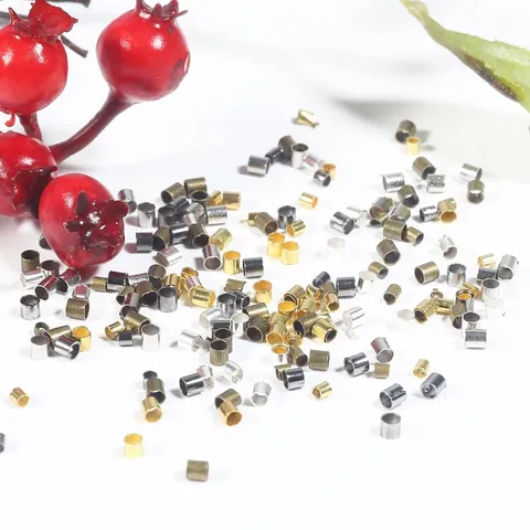Copper Crimp Beads DIY Jewelry Making Accessories Bracelet Necklace Repair Round Crimp Tubes Spacer Beads End Beads Findings