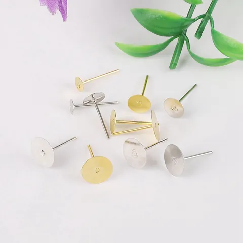 DIY Earring Making Materials Flat Head Earring Stud Posts With Pins Gold Silver Plated Alloy Earring Findings For Jewelry Making Accessory