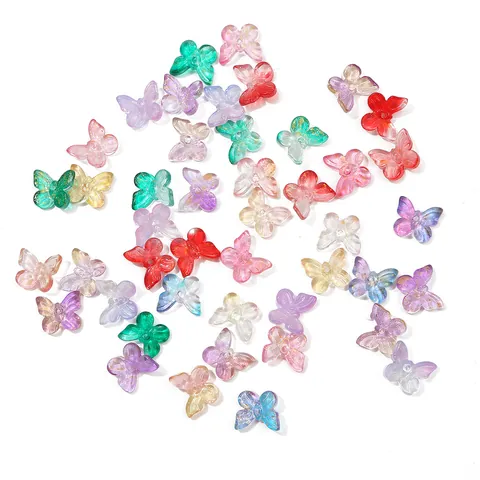 Vintage Gradient Glass Butterfly Charms Gold Foil Inlaid DIY Jewelry Findings For Hairpins Tassel Making Craft Materials