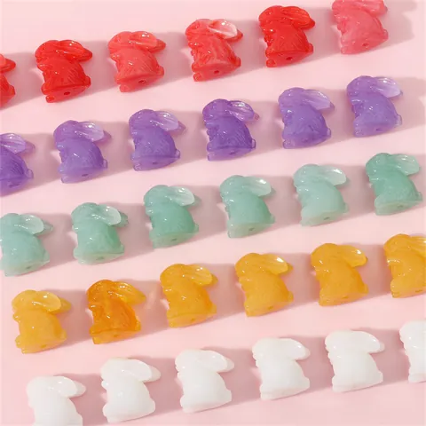Cute Resin Rabbit Beads For Jewelry Making DIY Charms Translucent Bunny Pendants For Bracelets Necklaces Decoration