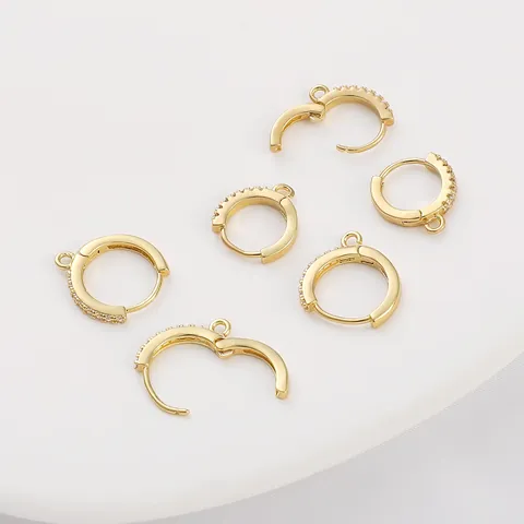 14K Goldgefülltes Messing Zirkonia Huggie Ohrringhaken Mit Schlaufe Für DIY Schmuckherstellung Dangle Ohrring Zubehör