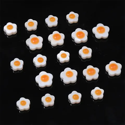 Natural Shell Flower Beads For DIY Jewelry Making Five Petal White Orange Daisy Style Single Double Sided Handcraft Accessories