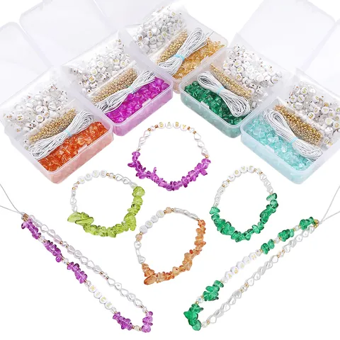 DIY Schmuckherstellung Unregelmäßige Glas Harz Bruchstein Perlen Und Buchstabenperlen Mit Elastischer Schnur Für Handy Anhänger Armband Handgefertigte Bastelbedarf