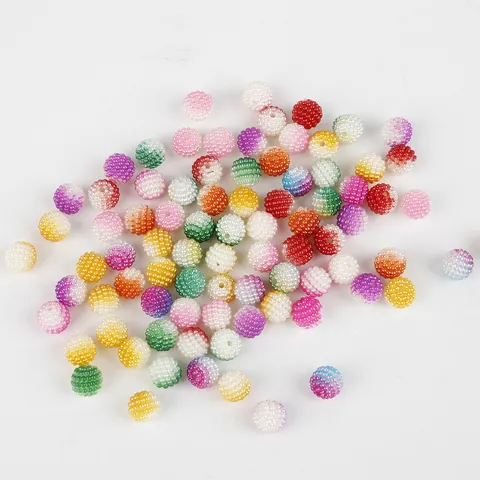 10mm ABS Künstliche Perle Yangmei Perlen Bunte Farbverlauf Texturierte Rundperlen Für Handgemachte DIY Schmuckherstellung Zubehör