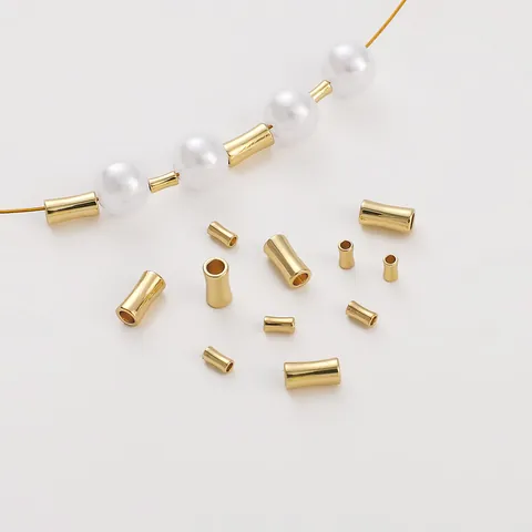 14K Gold Gefüllte Kupfer Bambus Abstandsperlen Minimalistische Metallrohr Perlen Für DIY Halskette Armband Schmuckherstellung