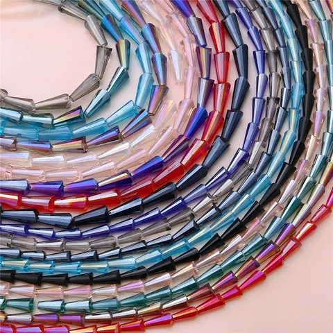 Faceted Glass Pagoda Beads For DIY Jewelry Making Necklace Bracelet Phone Chain Aurora Effect Spacer Loose Beads Crafts Accessory