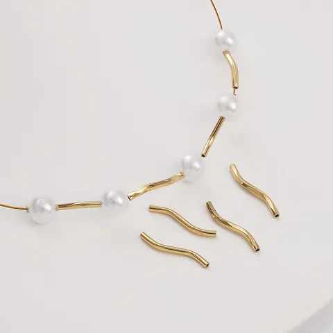 14K Gold Plated Copper S-Shape Tube Spacer Beads For DIY Jewelry Making Bracelet Necklace Findings Smooth And Textured Curved Tubes