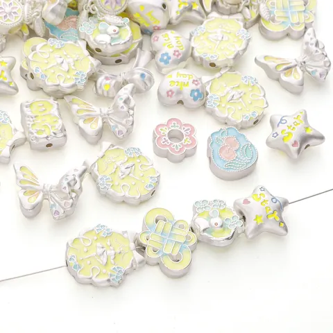 Alloy Enamel Charms For Jewelry Making Bowknot Moon Rose Flower DIY Beads For Bracelet Necklace Phone Chain Accessories Women Jewelry