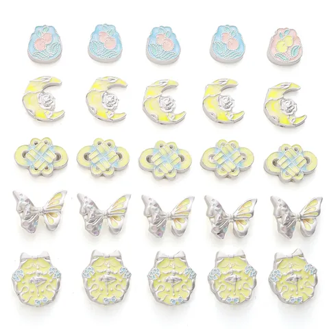 Alloy Enamel Charms For Jewelry Making Bowknot Moon Rose Flower DIY Beads For Bracelet Necklace Phone Chain Accessories Women Jewelry
