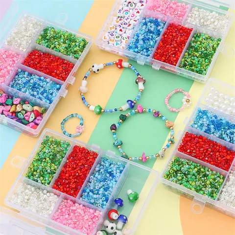 DIY Schmuckherstellung Künstliche Perlen Set Mit Glasperlen Buchstabenperlen Künstliche Perlen Bruchstein Legierung Zubehör Elastischer Faden Für Halskette Armband Handgemachtes Geschenk