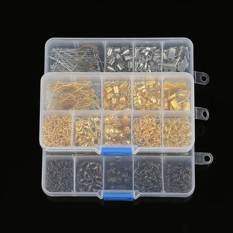Schmuckherstellung Kit DIY Zubehör Set Karabinerverschlüsse Biegeringe Ohrringhaken Box Für Halskette Armband Reparatur Set