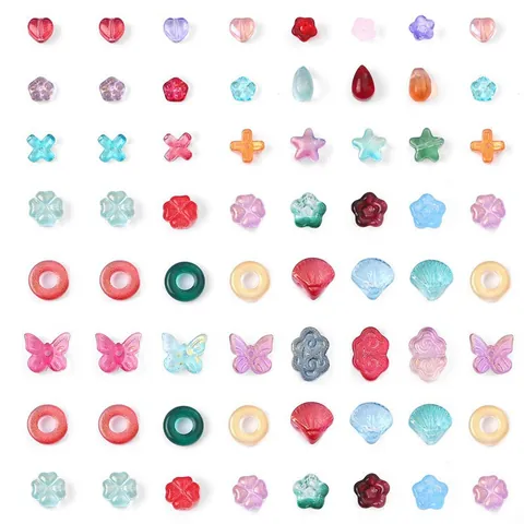 Perline di Vetro in Stile Cinese Vintage Forme Miste Farfalla Floreale Cuore Nuvola di Buon Auspicio per Accessori Gioielli Fai da Te