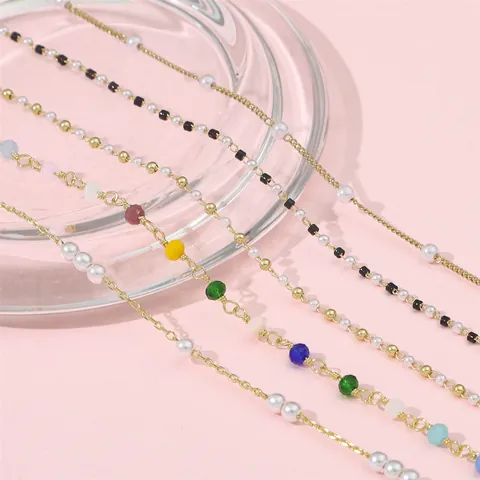 14K Gold Plated Brass Artificial Pearl Zircon Chain DIY Jewelry Finding For Handcrafted Necklace Bracelet Earrings Making Accessory