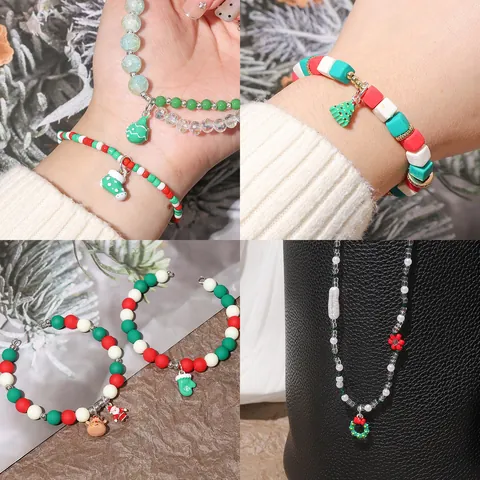 Christmas Alloy Enamel Drip Oil Pendants For DIY Jewelry Making Santa Claus Reindeer Christmas Tree Wreath Stocking Glove Charms For Handcrafted Bracelets Necklaces