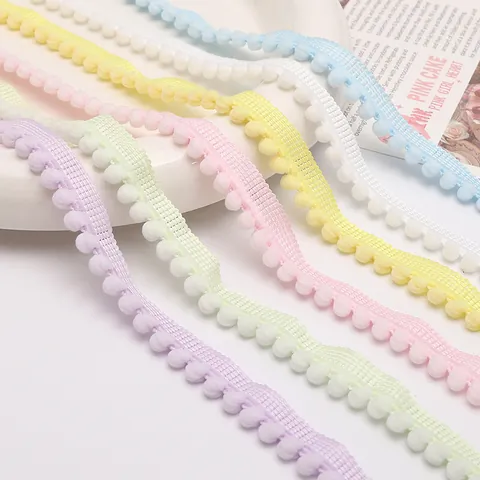 Macaron Color Polyester Pom Pom Trim Lace Ribbon For DIY Handcraft Garment Sewing Decoration Accessories Home Craft