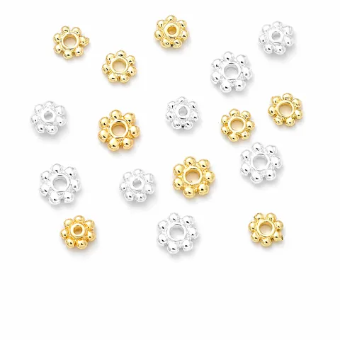 14K Goldgefüllte Kupfer Schneeflocke Abstandshalter Perlen Versilbert Blume Perlenkappen Für DIY Schmuckherstellung