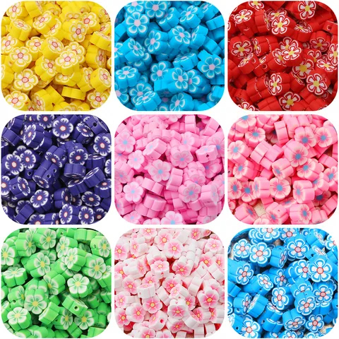 Perles en Pâte Polymère Fleur Colorée Pour Création de Bijoux DIY Accessoires de Bracelet Collier Boucle d'Oreille Fait Main Composants de Bijoux de Mode