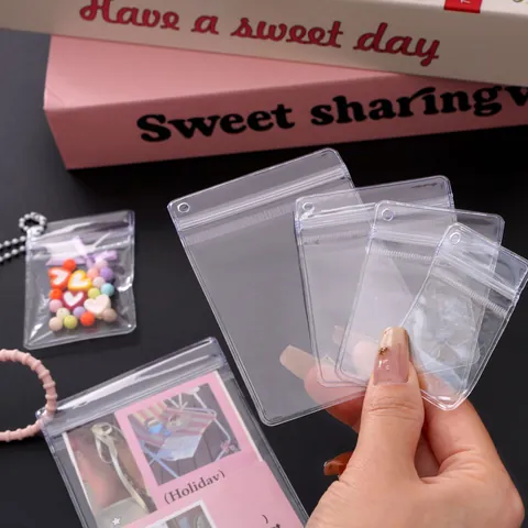 Transparente PVC Druckverschlussbeutel Klare Schmuckverpackung Beutel Mit Aufhängeloch Für Perlen Karten DIY Handgemachte Lagerung Schutzhüllen