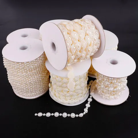 ABS Artificial Pearl Rhinestone Chain Decorative Trim For Wedding Dress DIY Hair Accessories Manual Craft Sewing Decoration Supplies
