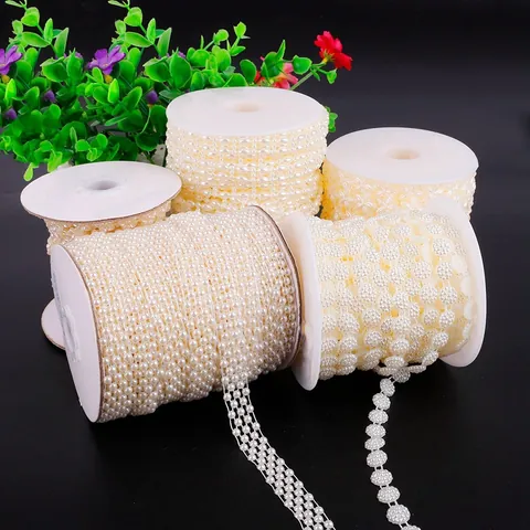 Élégante Chaîne de Künstliche Perles d'Imitation en ABS avec Strass pour Robe de Mariée Bricolage Bijoux Couture Accessoire