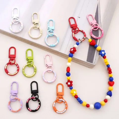 Colorful Alloy Donut Spring Clasp Keychain Hooks DIY Polka Dot Bag Buckle Phone Chain Lobster Clasp Hanging Findings