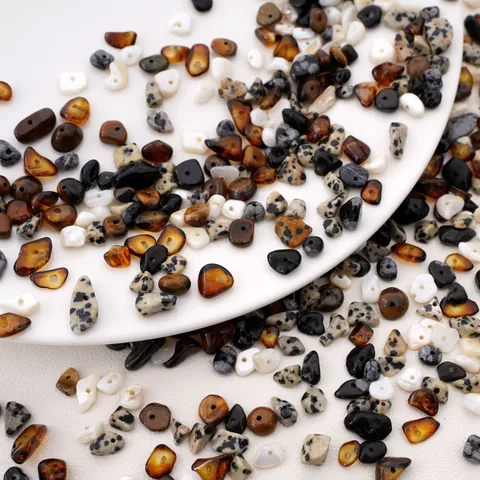 Maillard Color Natural Stone Shell Mixed Loose Chips Beads For DIY Jewelry Making Bracelet Necklace Handmade Accessories Kit