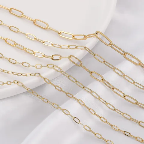 14K Gold Plated Alloy Paperclip Chain DIY Jewelry Making Link Chain For Necklace Bracelet Making Minimalist Accessory