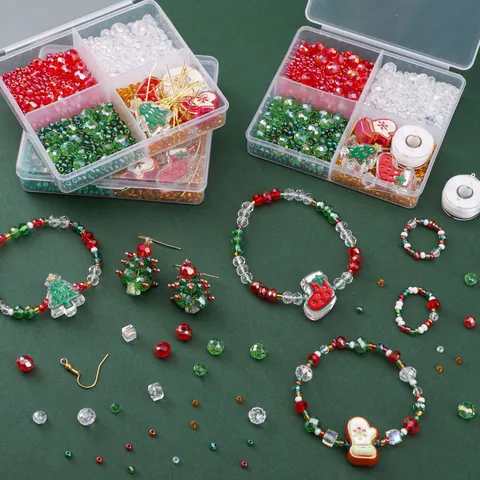 Christmas Halloween DIY Jewelry Kit Crystal Beads Polymer Clay Charms For Bracelet Necklace Earrings Kids Adults Craft Gift