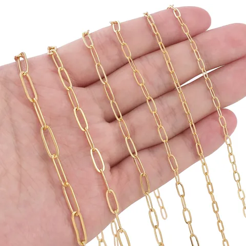 14K Gold Plated Alloy Paperclip Chain DIY Jewelry Making Link Chain For Necklace Bracelet Making Minimalist Accessory