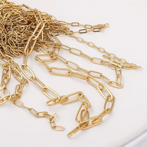 14K Gold Plated Alloy Paperclip Chain DIY Jewelry Making Accessories For Bracelet Necklace Bag Straps Components For Women