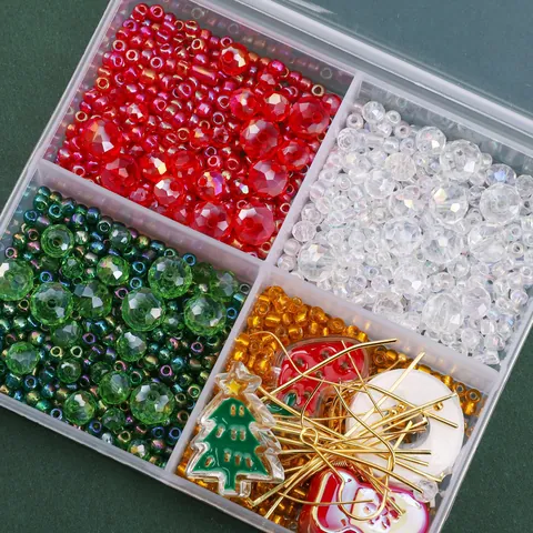 Kit de Fabrication de Bijoux de Noël DIY Perles de Cristal Pendentifs en Alliage pour Colliers Bracelets Boucles d'Oreilles