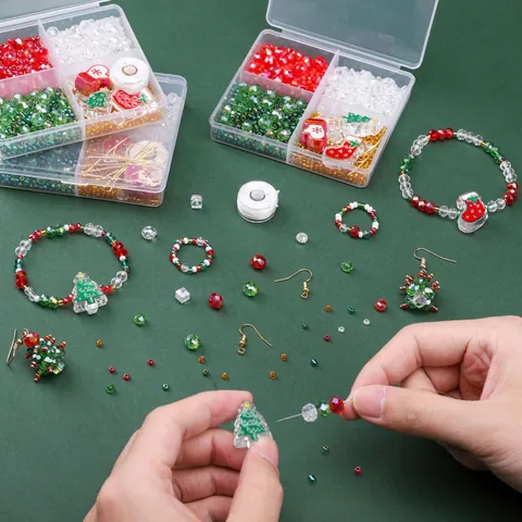 Christmas Halloween DIY Jewelry Kit Crystal Beads Polymer Clay Charms For Bracelet Necklace Earrings Kids Adults Craft Gift