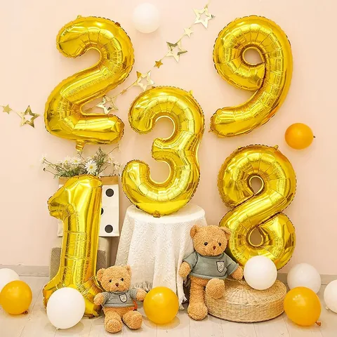Large Gold Number Foil Balloon Mylar Digital Balloon For Birthday Wedding Anniversary Party Event Celebration Decorations
