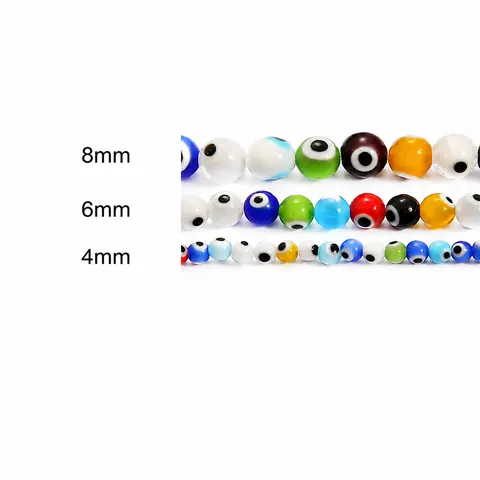 Millefiori Glass Beads Evil Eye Heart Pattern Round Loose Spacer Beads For DIY Jewelry Making Bracelet Necklace Accessories