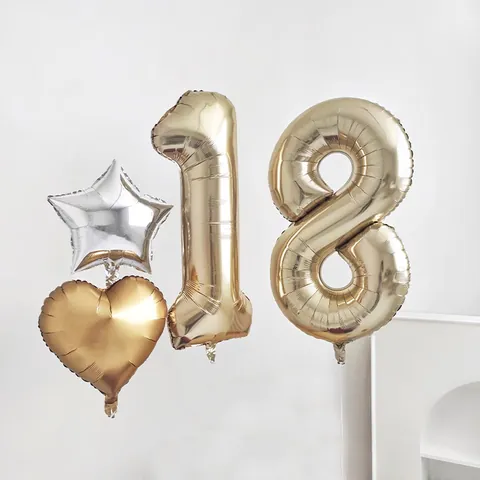 Large 40 Inch Champagne Gold Number Foil Balloons For Birthday Party Decorations Metallic Mylar Balloon Photo Props Anniversary Event Decor