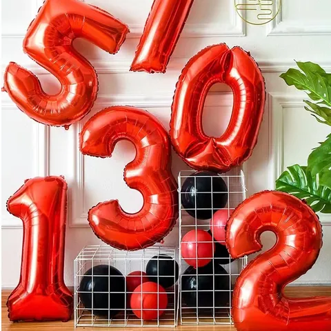 Large Red Number Balloon Aluminum Foil Mylar Helium Balloons For Birthday Party Wedding Anniversary Celebration Decoration