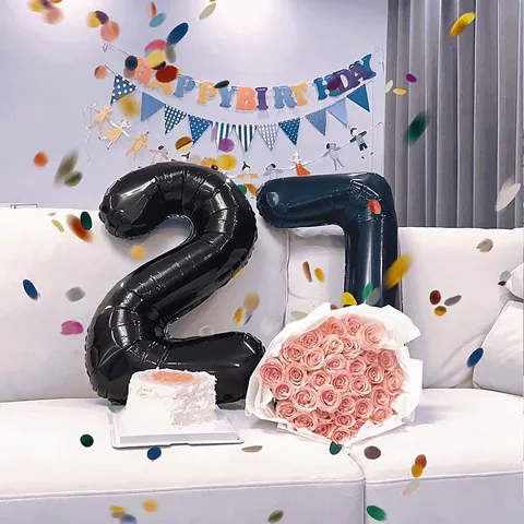 Palloncini in Alluminio con Numeri Neri da 32 Pollici Digitali 0-9 Per Decorazione di Compleanni Feste Anniversari