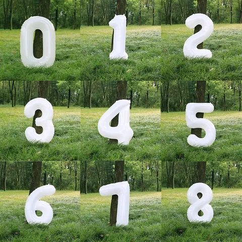 Large White Number Balloon Aluminum Foil Birthday Party Decoration Kids Anniversary Picnic Prop Minimalist INS Style