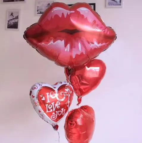 Red Lips Black Mustache Aluminum Foil Balloon Metallic Texture Party Decor For Wedding Birthday Valentine Day Celebration