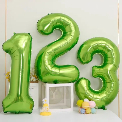 Large Lime Green Foil Number Balloon Metallic Digital Balloon For Birthday Party Celebration Kids Picnic Decorations