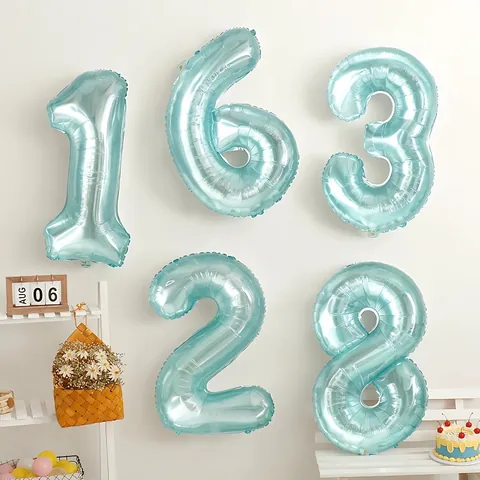 Lichtblauw Kristallen Gelei Aluminiumfolie Nummer Ballon Voor Verjaardagsfeest Jubileumviering Decoraties Foto Props
