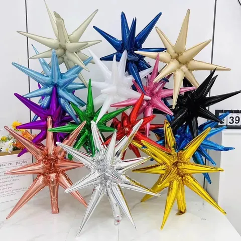 Globos de Papel de Aluminio de Estrella de Explosión 3D de 22 Pulgadas Mylar Metálico para Decoración de Fiesta de Cumpleaños Boda