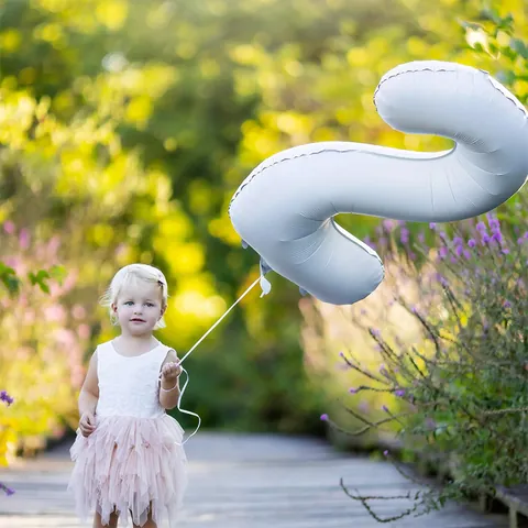 Matte White Number Foil Balloon Retro Ins Style Large Aluminum Film Mylar Balloon For Birthday Party Anniversary Celebration