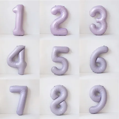 Palloncino a Forma di Numero Viola Crema in Alluminio Opaco Mylar per Decorazione Festa di Compleanno Anniversario Bambini