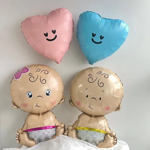Baby Shower Boy Girl Foil Balloon Cartoon Baby Shape Inflatable Aluminum Film Balloon Welcome Baby Heart Birthday Decoration