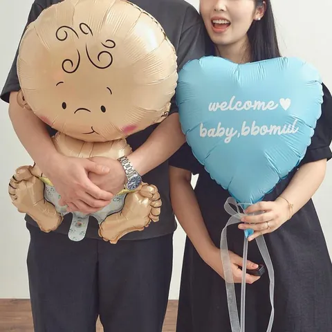 Baby Shower Boy Girl Foil Balloon Cartoon Baby Shape Inflatable Aluminum Film Balloon Welcome Baby Heart Birthday Decoration