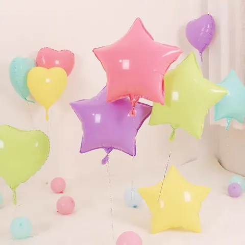 Globo de Película de Aluminio de 18 Pulgadas Color Macaron Forma de Estrella Corazón Para Decoración de Fiesta de Cumpleaños Boda