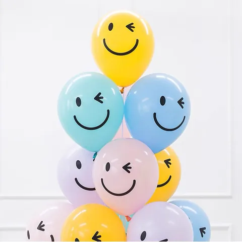 Ballons en Latex Épaissis Avec Imprimé Visage Souriant Clin d'Oeil Pour Décoration de Fête d'Anniversaire École