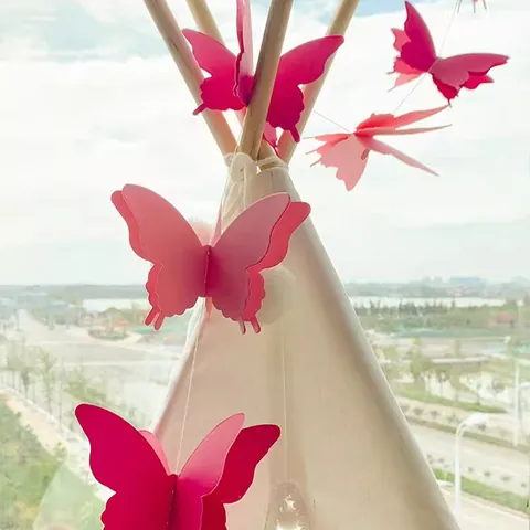3D Paper Butterfly Garland Hanging Decoration Gradient Colorful Butterfly Banners For Wedding Birthday Party Home Decor