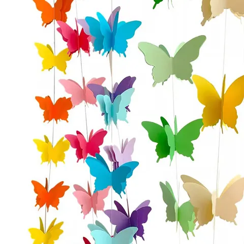 3D Butterfly Paper Garland Hanging Decorative Tassel String For Birthday Party Wedding Event Room Decor